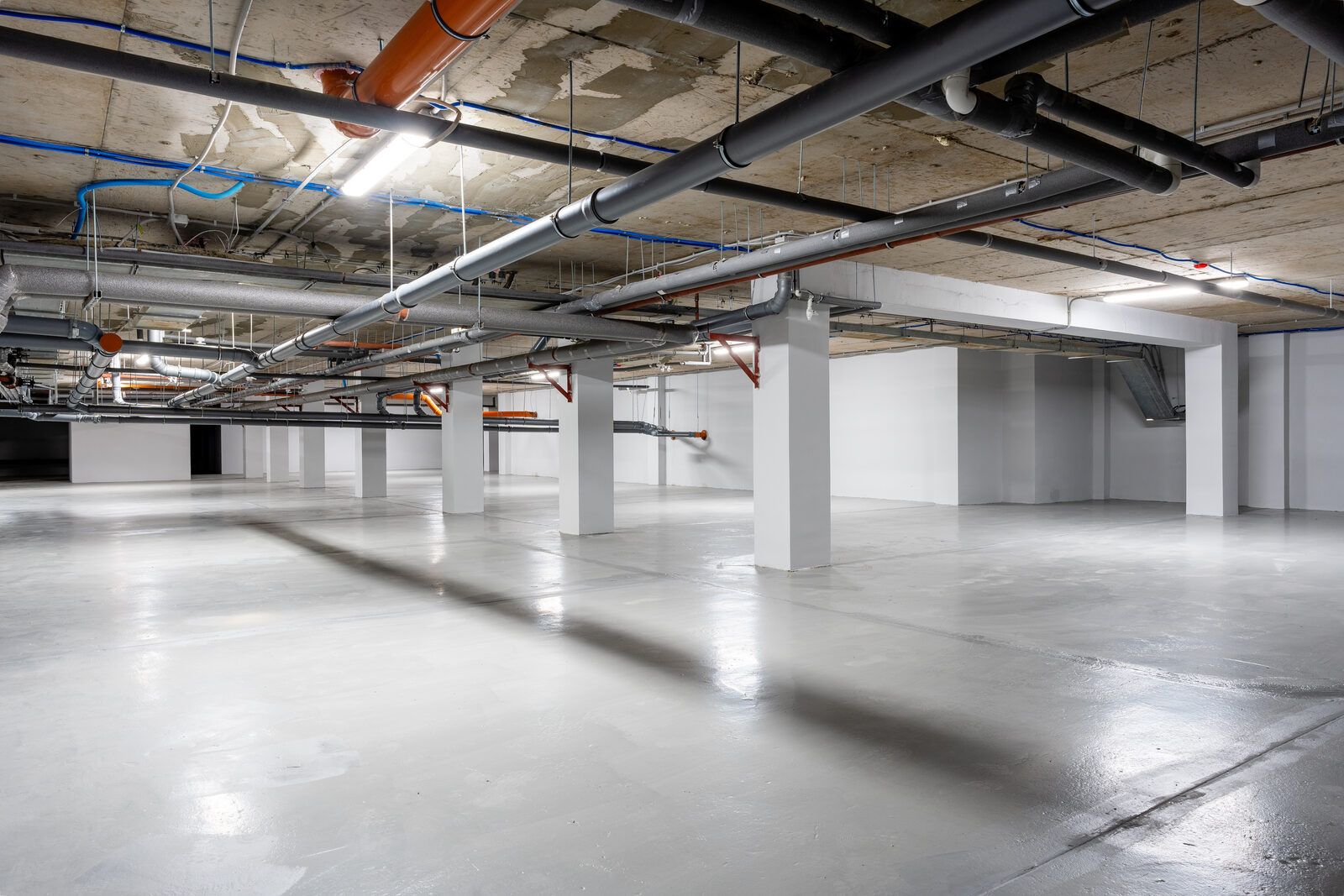 Sealed concrete floor in an open commercial space